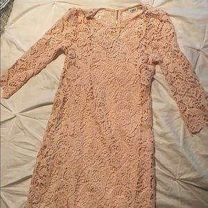 Pink Lace Overlay Dress